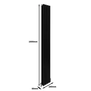 Designer Flat Radiator - 1800 x 280mm - Black