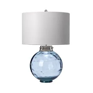 Elstead Kara Table Lamp, Blue, Faux Silk Shade