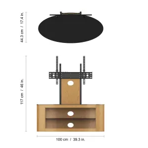 Affinity Buckingham 1m Oval TV Stand with Mount, for TVs 32-65" - Oak