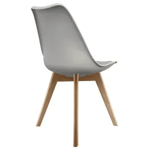 Soho Light grey Plastic Dining Chair with Squared Light Wood Legs