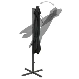 Berkfield Cantilever Umbrella with Pole and LED Lights Black 250 cm