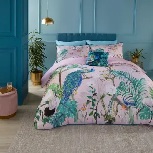 Peacock Jungle 100% Cotton Sateen Duvet Cover Set