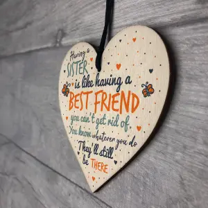 Red Ocean Sister Best FRIEND Gifts Wooden Heart Christmas Friendship Thank You Gift Birthday Plaque Keepsake