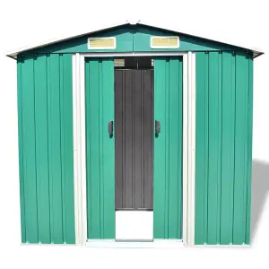 Berkfield Garden Storage Shed Green Metal 204x132x186 cm