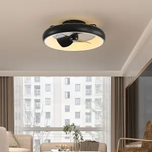 Black Ceiling Fan with Lights Dimmable LED Reversible 3 Blades 6 Speed with Remote Control