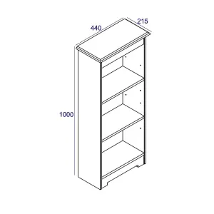 Soft white, low narrow bookcase - Colorado