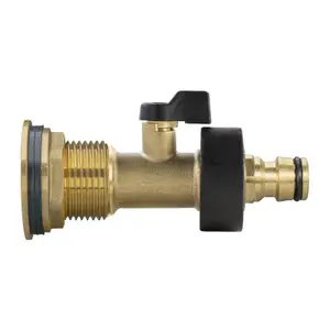 Water Butt Replacement Tap BRASS Metal Lever UK Bib Outlet Barb Quick Hosepipes  Brass Valve (Quick Connector) 1"