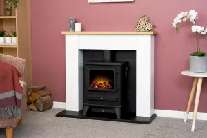 Adam Chester Electric Stove Fireplace in Pure White & Black, 39 Inch