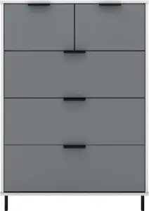 Madrid 3 and 2 Drawer Chest of Drawers in Grey and White Gloss Finish