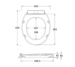 Traditional Close Coupled Toilet Pan, Cistern & Soft Close Seat - 820mm x 470mm