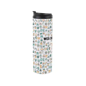 Web Developer Travel Mug - Novelty Website & IT Software Gift - Stainless Steel Double-Walled Hot/Cold Drinks Travel Flask