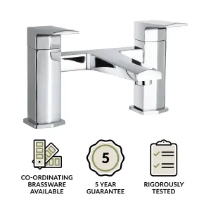 Luxury Square Deck Mounted Bath Filler Tap Chrome