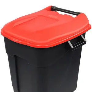 120 Litre Wheelie Bin with Foot Pedal - Red Lid