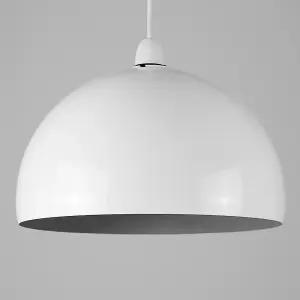 ValueLights Modern Gloss White And Grey Metal Dome Ceiling Pendant Light Shade