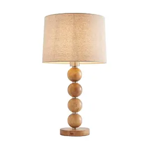 Kayleigh Wooden Table Lamp with Cream Shade