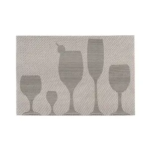 Essentials by Premier Silver PVC Stemware Design Placemats - Set of 4