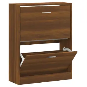 Berkfield Shoe Cabinet Brown Oak 63x24x81 cm Engineered Wood