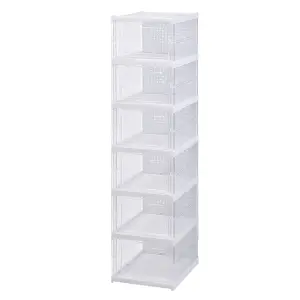 6-Tier Foldable Shoe Storage Box with Transparency