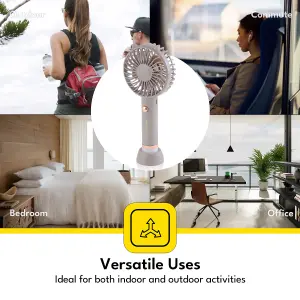 KRYPTON Rechargeable Mini Fan Multifunctional Personal Portable Fan & LED Light Electric USB Travel Fan, Grey