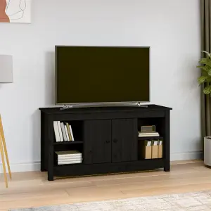 Berkfield TV Cabinet Black 103x36,5x52 cm Solid Wood Pine