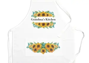 Purely Home Grandmas Kitchen Apron - Sunflower Cooking & Baking Gift for Grandma