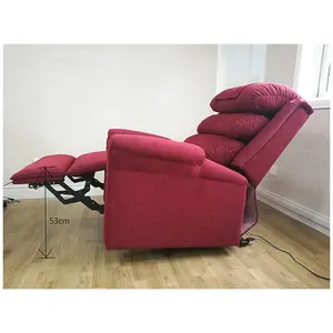 Wall Hugging Rise & Recline Arm Chair - Waterfall Pillow - Red Chenille Fabric