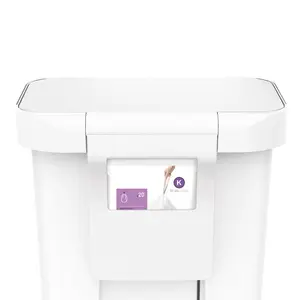 Simplehuman 45L Plastic Rectangular Pedal Bin With Liner Pocket White