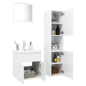 Berkfield Bathroom Furniture Set High Gloss White Engineered Wood