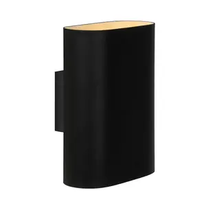 Lucide Ovalis Modern Up Down Wall Light - 2xE14 - Black