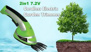 AAMEN Cordless Grass Shear & Hedge Trimmer, 2-in-1 Electric Hand Held Hedge Trimmer