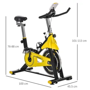 HOMCOM Exercise Bike w/ 6kg Flywheel Belt Drive, Adjustable Resistance