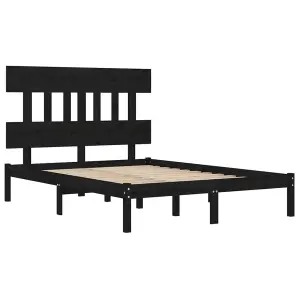 Berkfield Bed Frame Black Solid Wood 140x200 cm