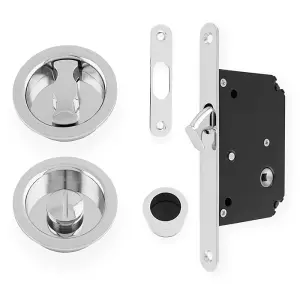 Alexander & Wilks Radius Sliding Door Lock Set - Polished Chrome