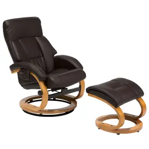 Massage Chair with Footstool FORCE Faux Leather Dark Brown