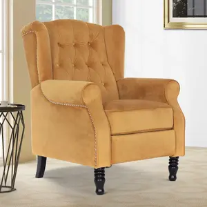 Velvet Gold Marianna Manual Recliner Wingback Chair