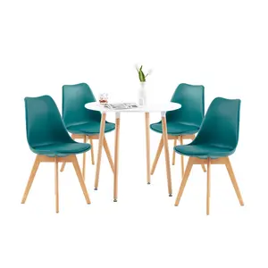 4 - Person Dining Set Turquoise Blue / White