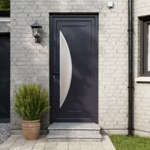 Fortia Hermoso Frosted Glazed Antracite RH External Front Door set, (H)2085mm (W)920mm