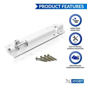 XFORT 2 Pack Tower Bolt White 100mm (4")