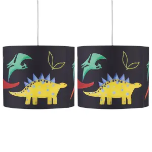 First Choice Lighting Set of 2 Dinosaur 25cm Light Shades