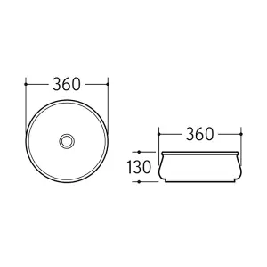 Stella Gloss White Ceramic Round Counter Top Basin (W)360x(D)360mm