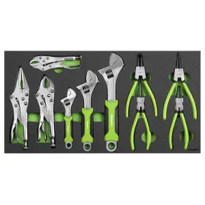 Siegen Adjustable Wrench & Pliers Set with Tool Tray 10pc