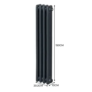 Traditional 3 Column Radiator - 1500 x 202 mm - Anthracite