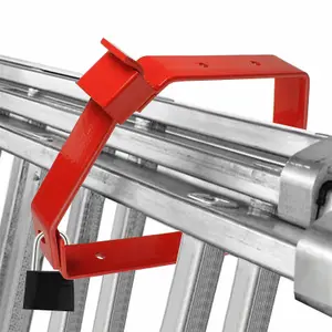 SPARES2GO Universal Lockable Wall Ladder Rack Brackets and Padlock Set (Red)