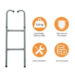 HOMCOM Trampoline Ladder Galvanized Steel Climbing Suitable for 6FT 10FT Jumper