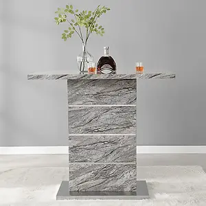 Parini Melange Marble Effect Bar Table 4 Ripple White Stools