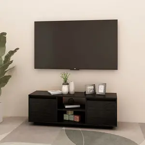 Berkfield TV Cabinet Black 110x30x40 cm Solid Pinewood