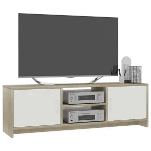 Berkfield TV Cabinet White and Sonoma Oak 120x30x37.5 cm Engineered Wood