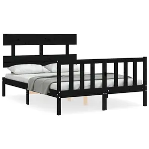 Berkfield Bed Frame with Headboard Black 120x200 cm Solid Wood