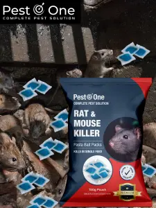 Mouse Poisoning Blue Pasta Sachets and Mouse Bait Boxes Single Pack 150g Blue Pasta Bait with 2 Mouse Boxes