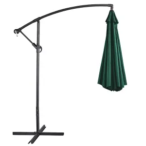 Yaheetech Dark Green 3m Patio Offset Umbrella Outdoor Parasol with Crank